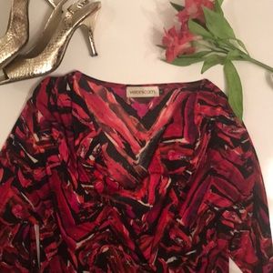 Veronicam red and black blouse